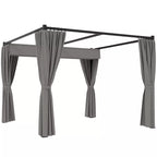 Pergola 3 x 3 m Atskirai stovinti terasos stogelė su stumdomu stogu, 4 šoninės sienos Atspari UV spinduliams Šviesiai pilka