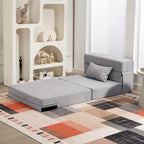 Grindų sofa, minkšta sofa, transformuojama į čiužinį, putplastis, pagalvėlės, šviesiai pilka