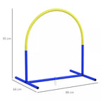 Mėlyno agility rinkinio šunims lanko matmenų schema