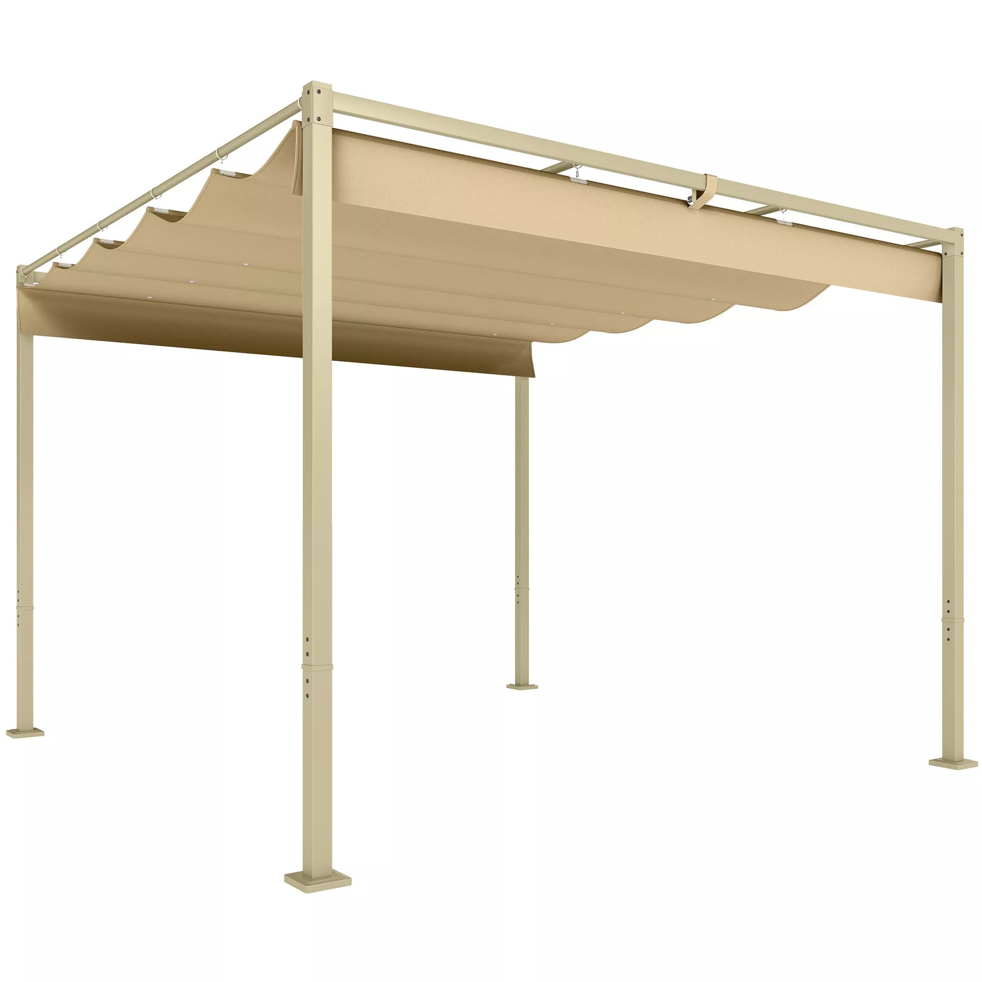 3 x 3 m sodo pergola su ištraukiamu stogu, paviljonas, baldakimas šešėliui, UPF30+, chaki