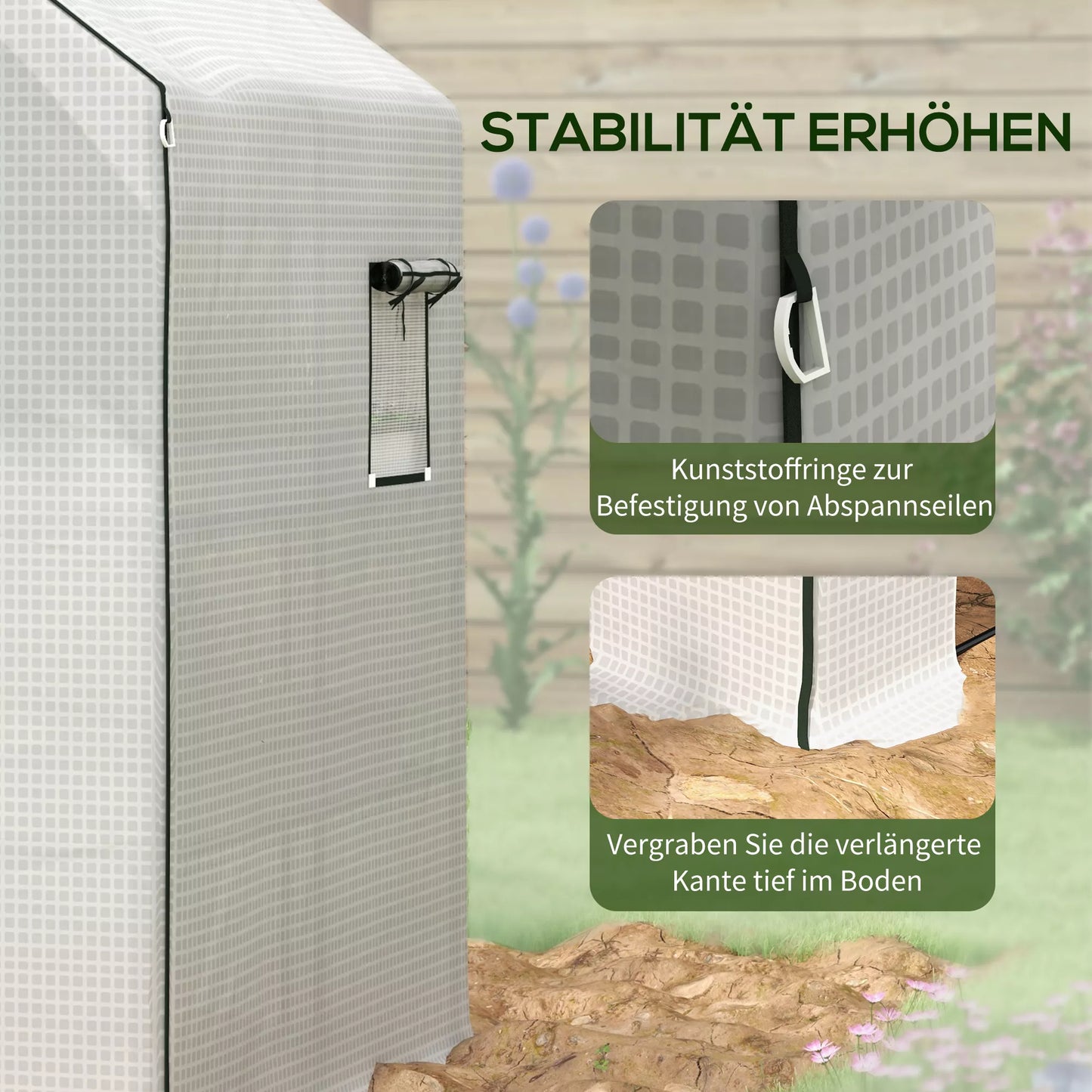 Outsunny Šiltnamio plėvelė, atsarginė danga, vandeniui atspari, su atidaromu langu ir durimis, 140 x 143 x 190 cm, balta