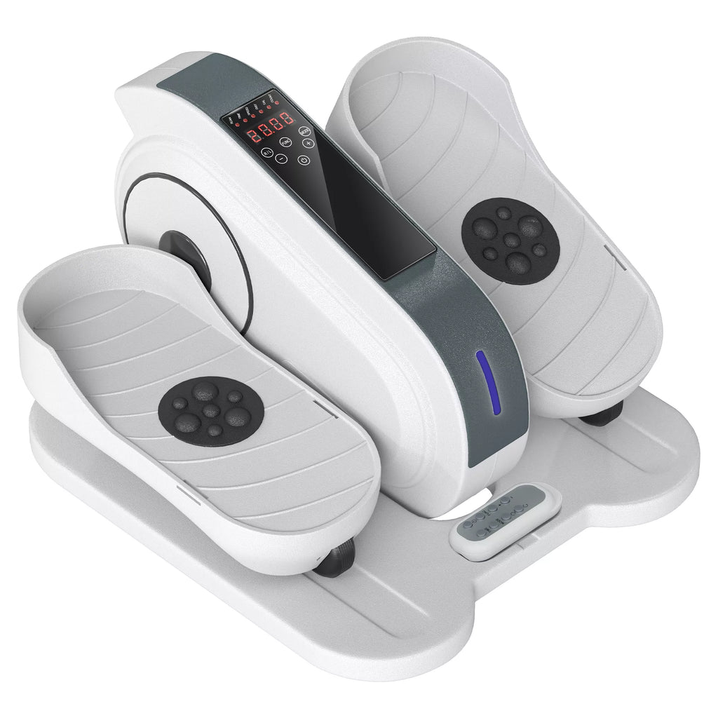 Sėdimojo treniruoklio, mini elipsinio treniruoklio su LCD monitoriumi, nuotolinio valdymo pultu, 10 reguliuojamų greičio lygių, baltos spalvos