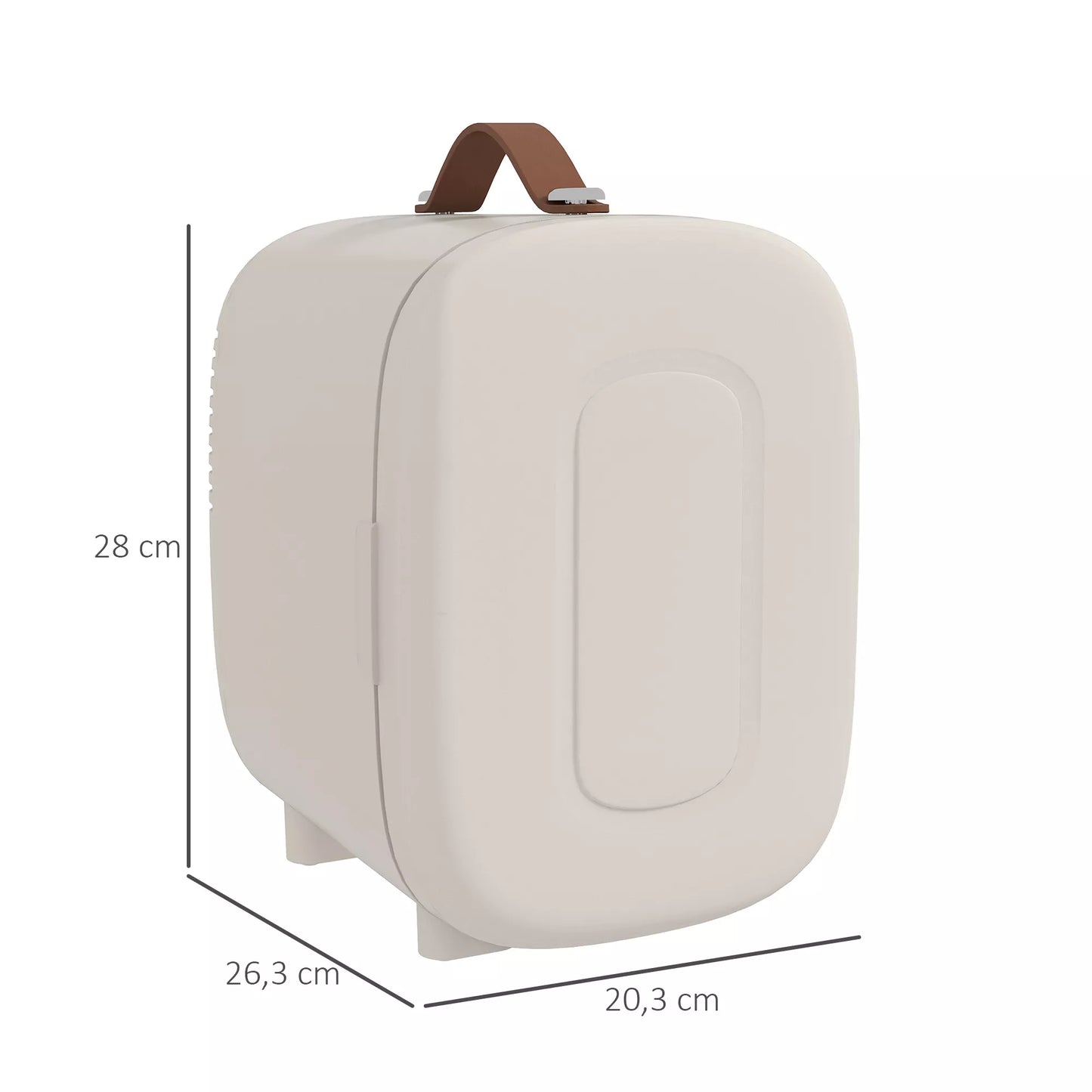 Mini šaldytuvas Grožio šaldytuvas, 4 L talpa, 20,3 x 26,3 x 28 cm, kreminės baltos spalvos
