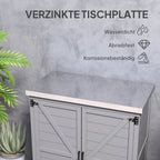 Lauko spintelė, lauko spintelė su darbo paviršiumi, įrankių spintelė, medžio masyvas, plienas, 79P x 43G x 92A cm, pilka