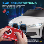 Elektromobilis su informacine grafika apie nuotolinio valdymo pultą