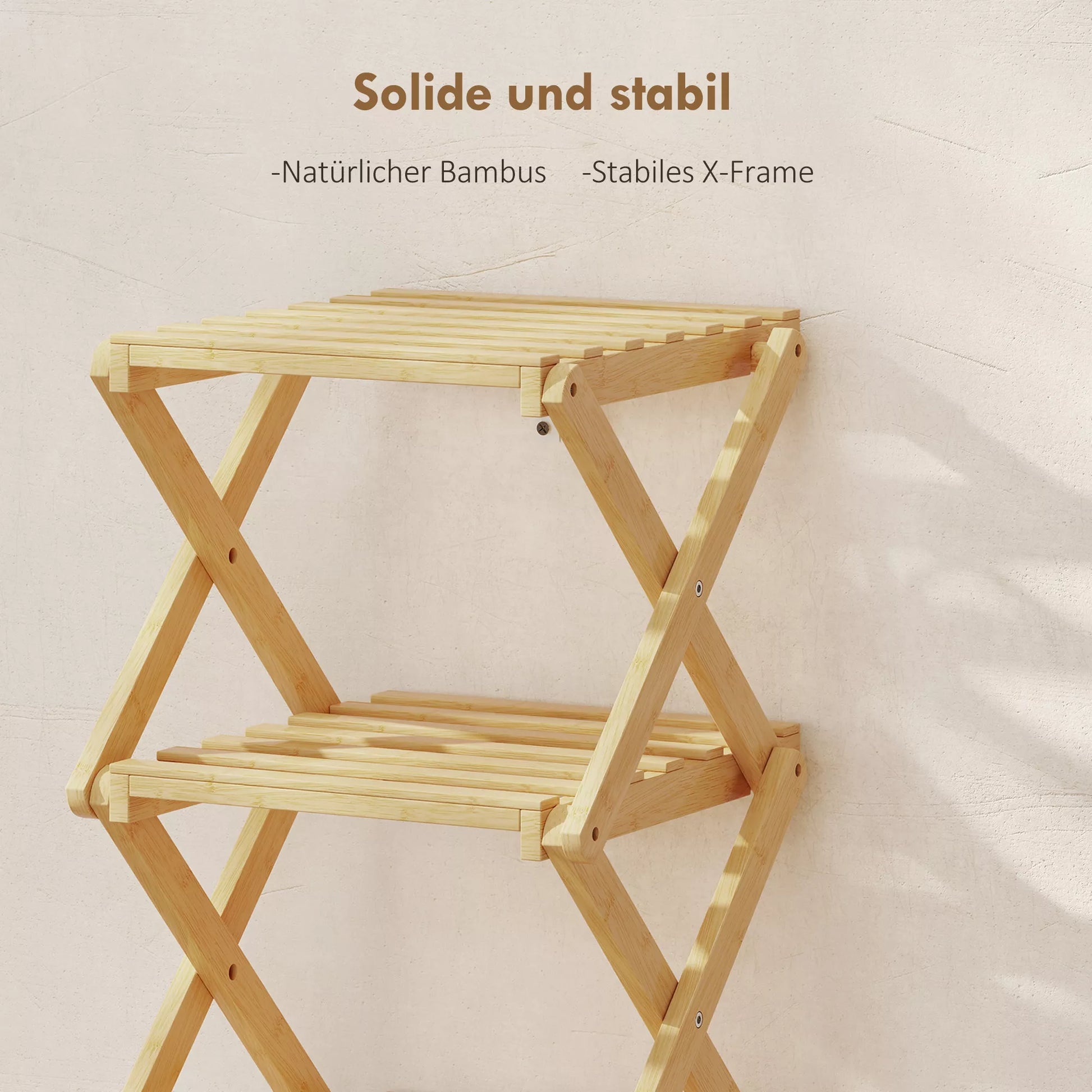 Batų stovas, sulankstomas batų stovas su 6 lygiais iš bambuko, skirtas maks. 9 poroms batų, 30 x 29 x 108 cm, natūralus