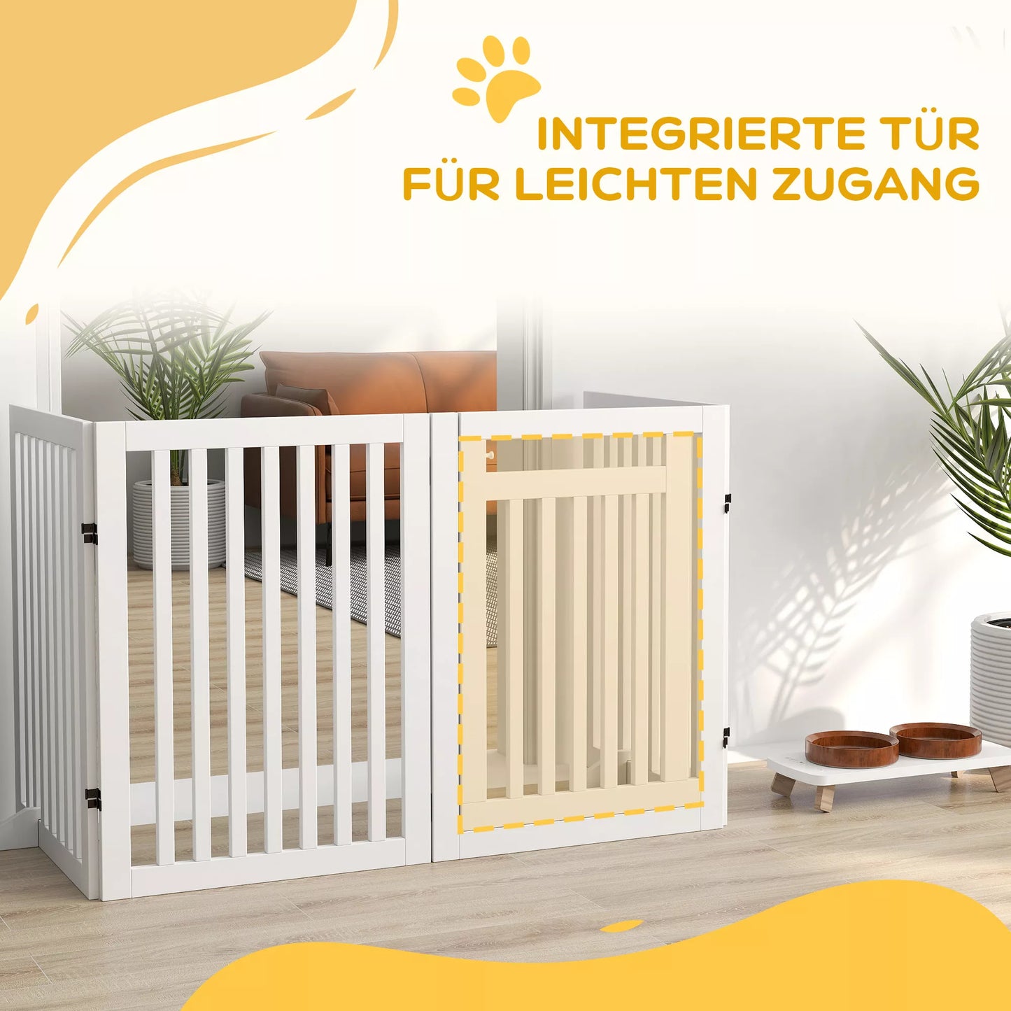 PawHut Gyvūnų tvorelė, apsauginė tvorelė, 4 dalys, sulankstoma, balta