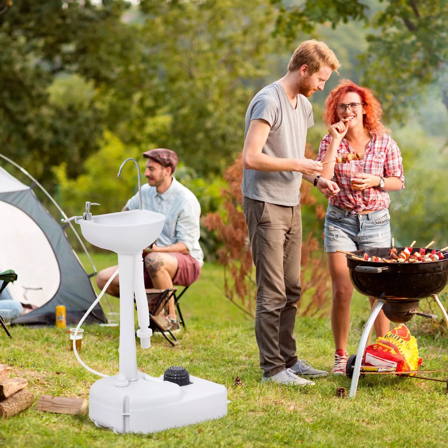 Mobilus praustuvas, nešiojamas, su ratukais, 51 cm x 33,5 cm x 103 cm, baltas