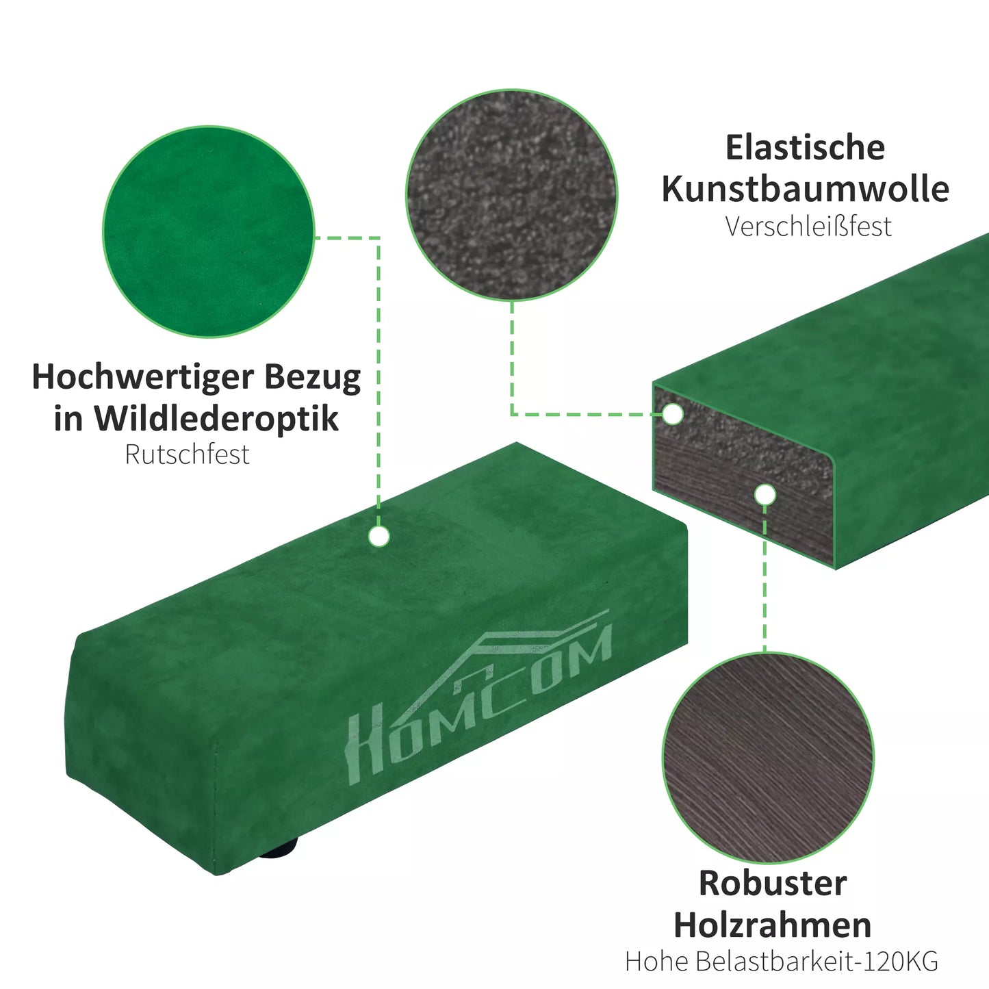 Sulankstoma pusiausvyros sija, neslystanti, su zomšos apdaila, tvirtas medienos pagrindas, 210 x 10 x 6,5 cm, mėlyna