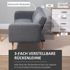 Sofa-lova su reguliuojamais atlošais, 173 cm, pilka