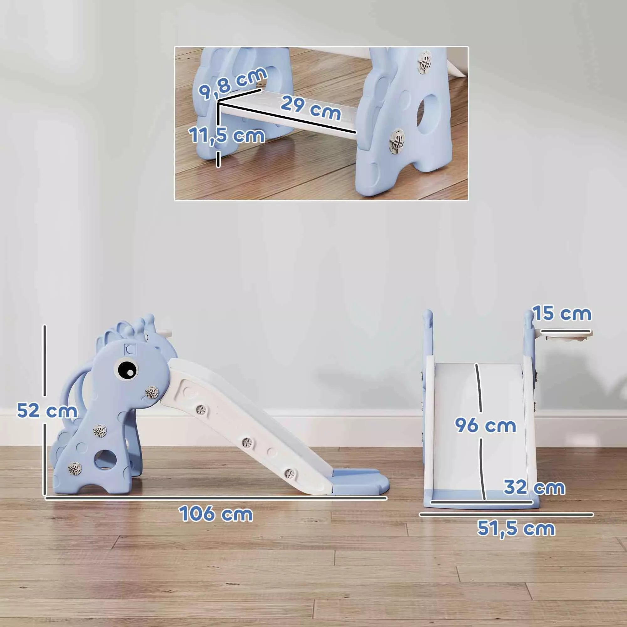 Čiuožykla vaikams Dolu 3-in-1, 1–3 metų vaikams, mėlyna