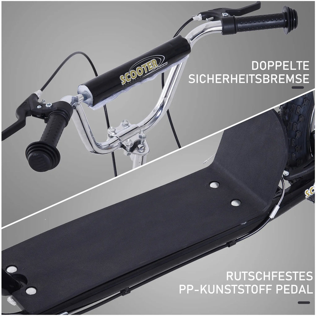 Vaikų paspirtukas 16/12 colių paspirtukas su stabdžiais Miesto paspirtukas Kickboard Vaikų paspirtukas vaikams nuo 5 metų Juodas 135 x 58 x 92-100 cm