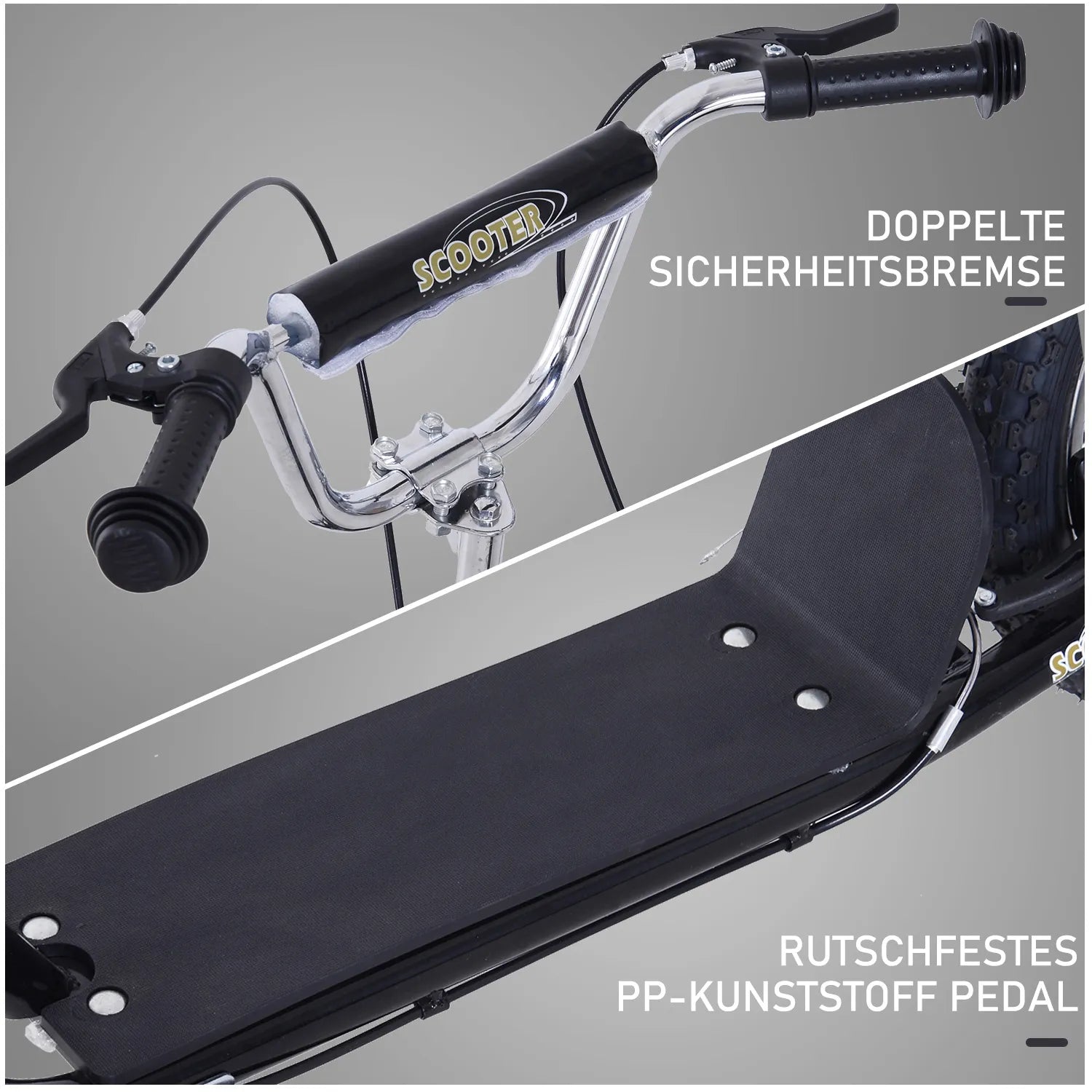 Vaikų paspirtukas 16/12 colių paspirtukas su stabdžiais Miesto paspirtukas Kickboard Vaikų paspirtukas vaikams nuo 5 metų Juodas 135 x 58 x 92-100 cm