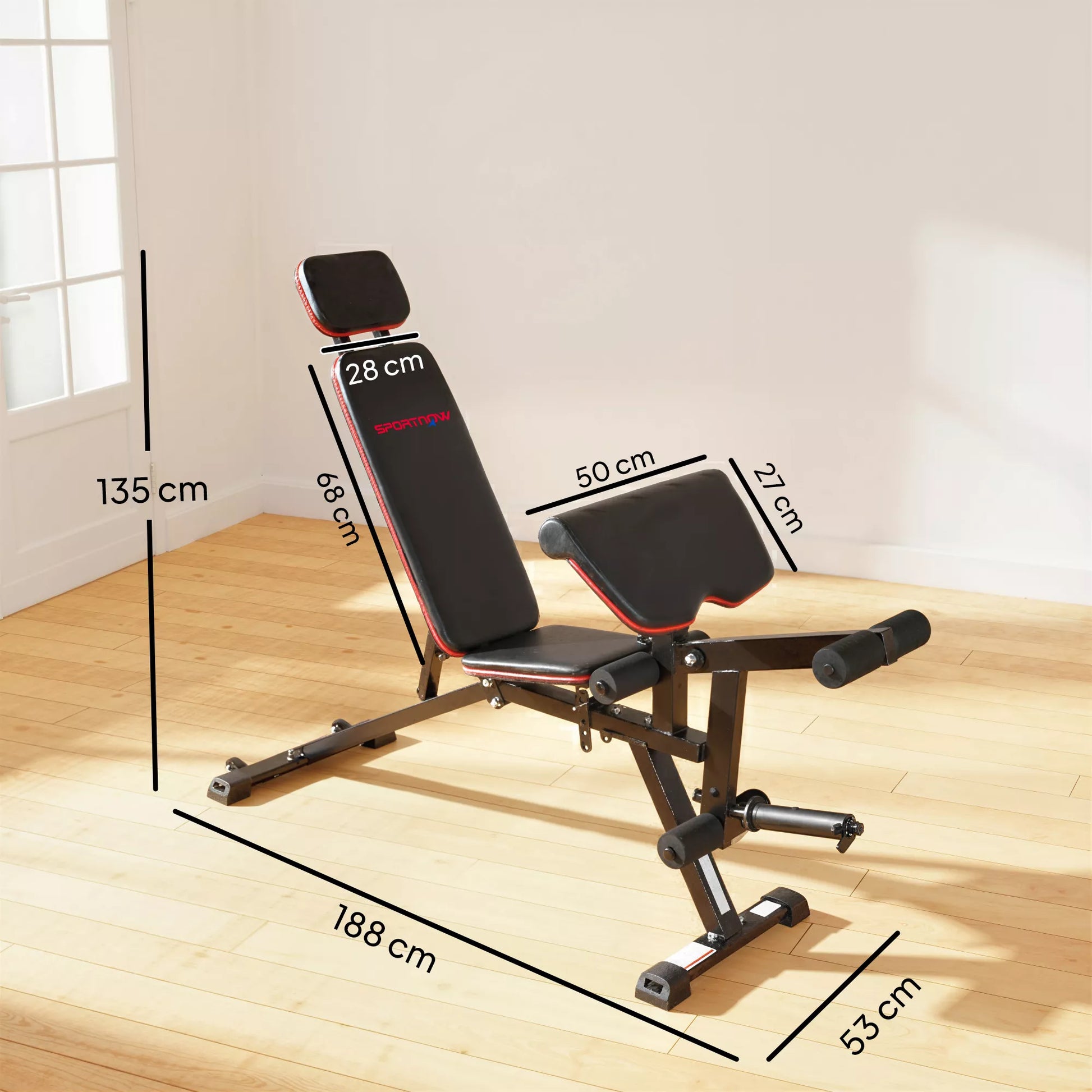 Reguliuojamas hantelų suolas iki 300 kg 3 in 1 treniruočių suolas su ratukais Kojų tiesimo įrenginys Curlpult Galvos atrama Atsparumo juostos