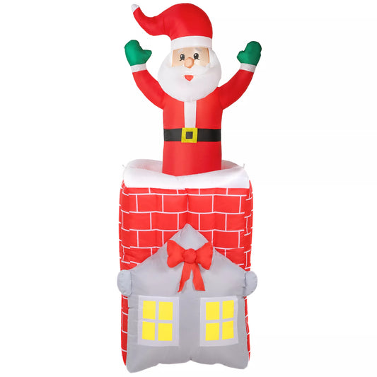Pripučiama Kalėdų dekoracija, Kalėdų Senelis kamine, LED, pripūtiklis