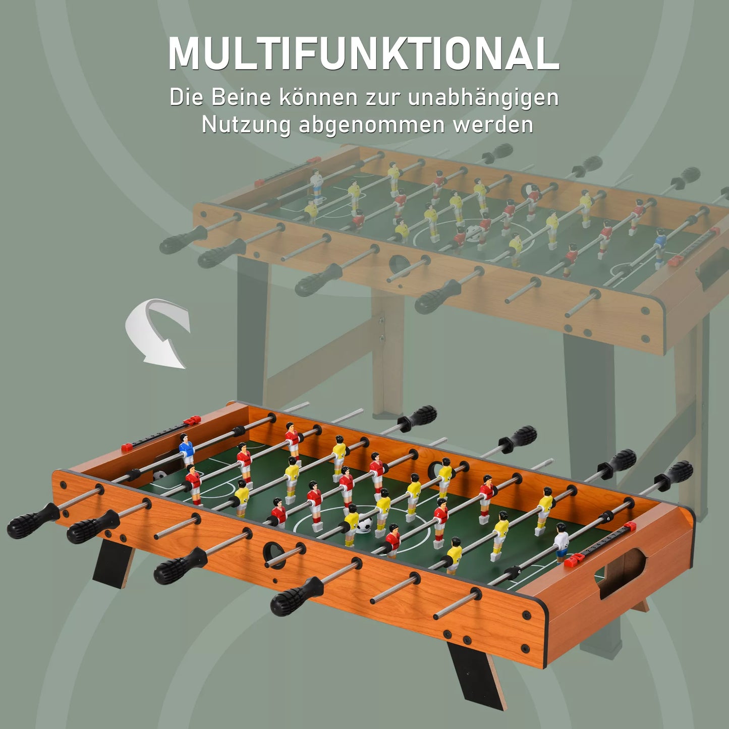Stalo futbolo žaidimas (kickertisch) su nerūdijančio plieno strypais, paaugliams ir suaugusiems, 84,5x40x61,2 cm, Juodas