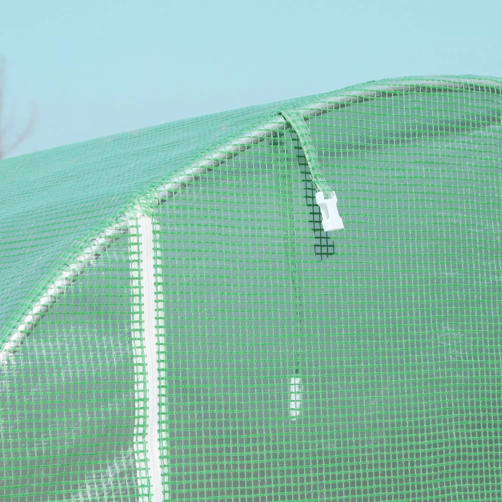 Šiltnamis 500x200x205 cm Plėvelinis šiltnamis Pomidorų šiltnamis su durimis, 8 langais, plėvelinis tunelis iš cinkuoto plieno, PE, tvirtas šiltnamis Augalų tunelis, įskaitant žemės inkaro ir virves, žalias