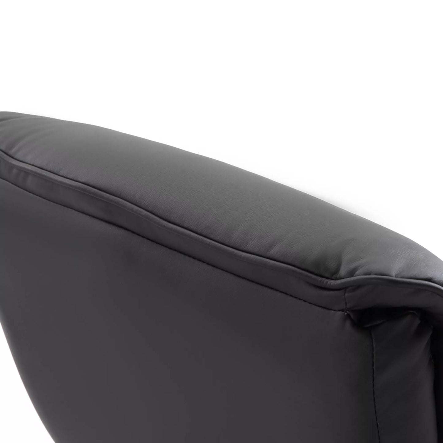 Relaksuojantis krėslas su pakoja, televizoriaus fotelis, minkštas krėslas, 360° pasukamas, 145° atlošiamas, su retro dizainu, "Chesterfield" stiliaus, PU danga, medžio apdaila, metalinis pagrindas, juodas, 82 x 83 x 110 cm