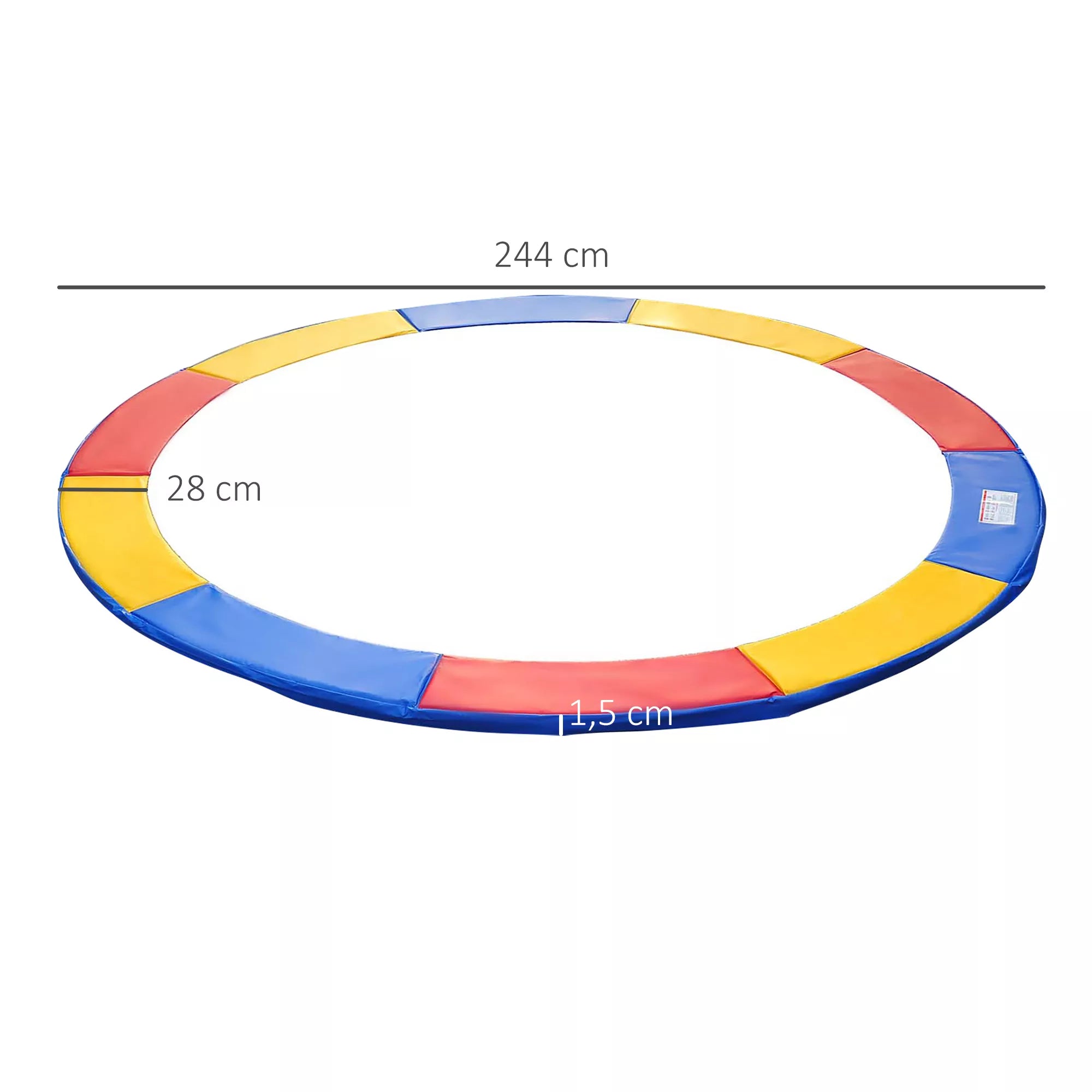 Schema su apsauginio krašto matmenimis: skersmuo 244 cm