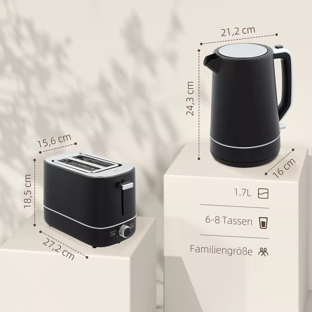 1,7 l virdulio ir 6 rudos spalvos lygių skrudintuvo rinkinys, juodos/plieno spalvos