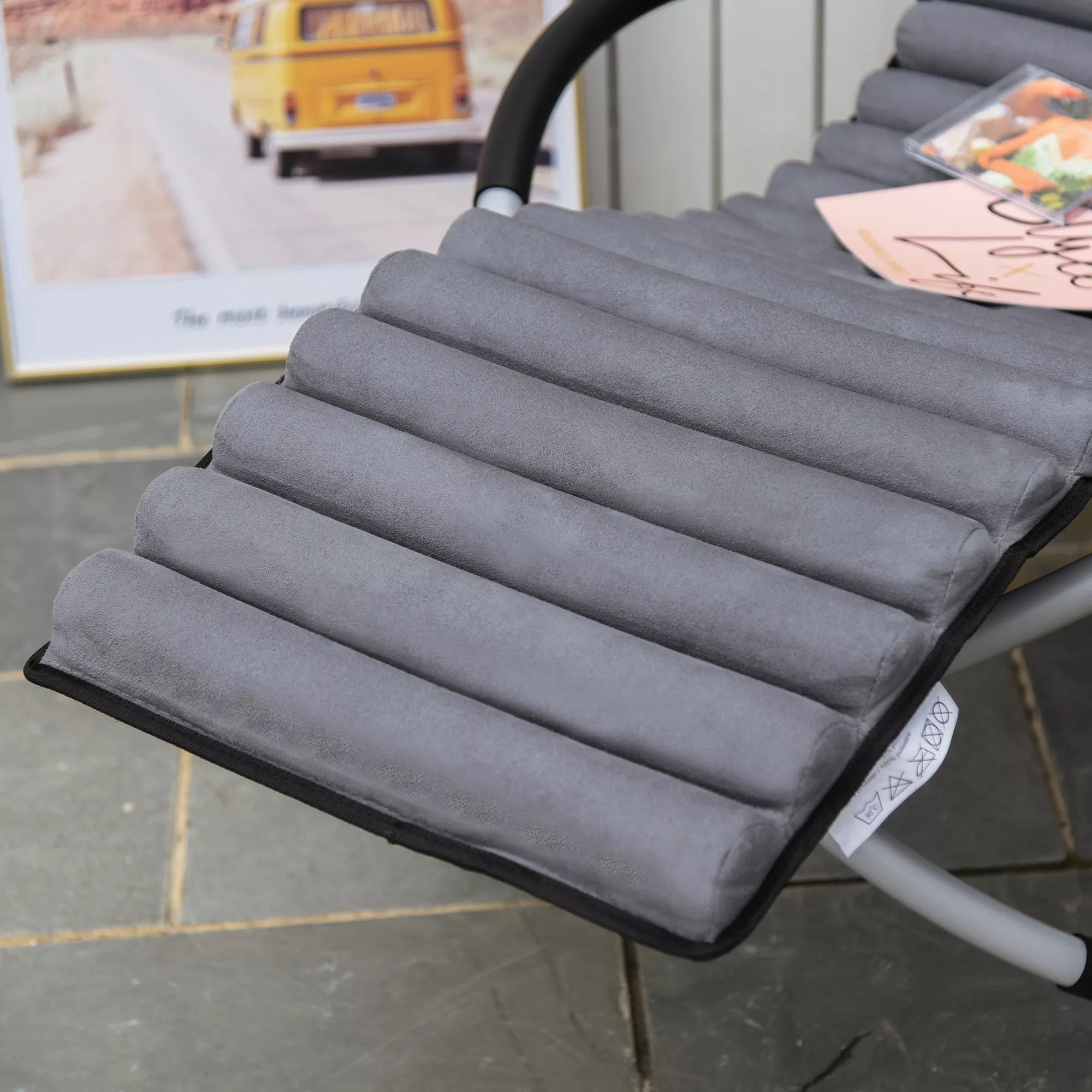 Ergonomiškas supamasis krėslas 2 in 1 Sūpynės Sodo kėdė Supamasis gultas Metalo tekstilė Rutulio formos Tamsiai pilka 145 x 74 x 86 cm