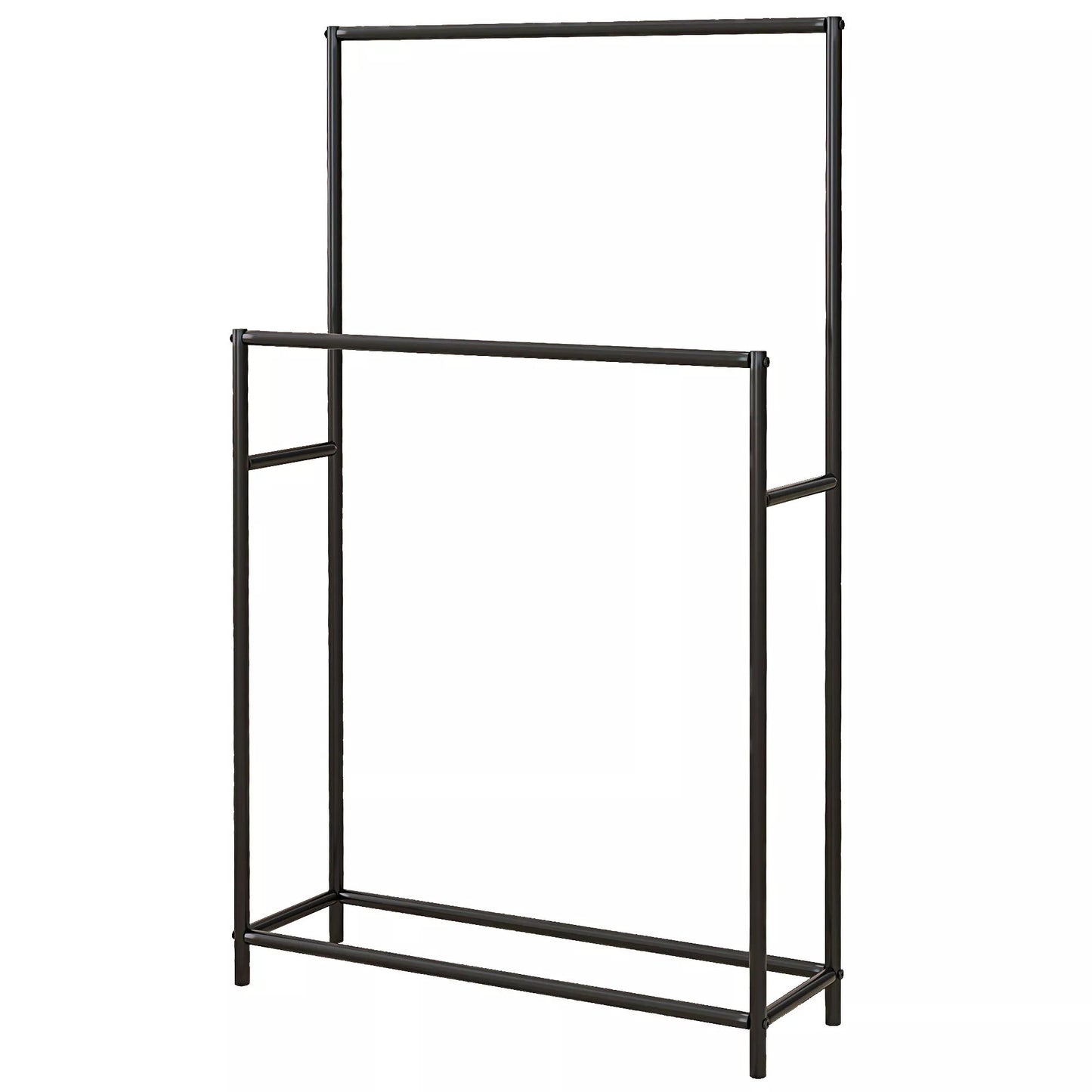 Rankšluosčių laikiklis, laisvai stovintis, 2 strypai, nerūdijantis, 66x20x110 cm, juodas