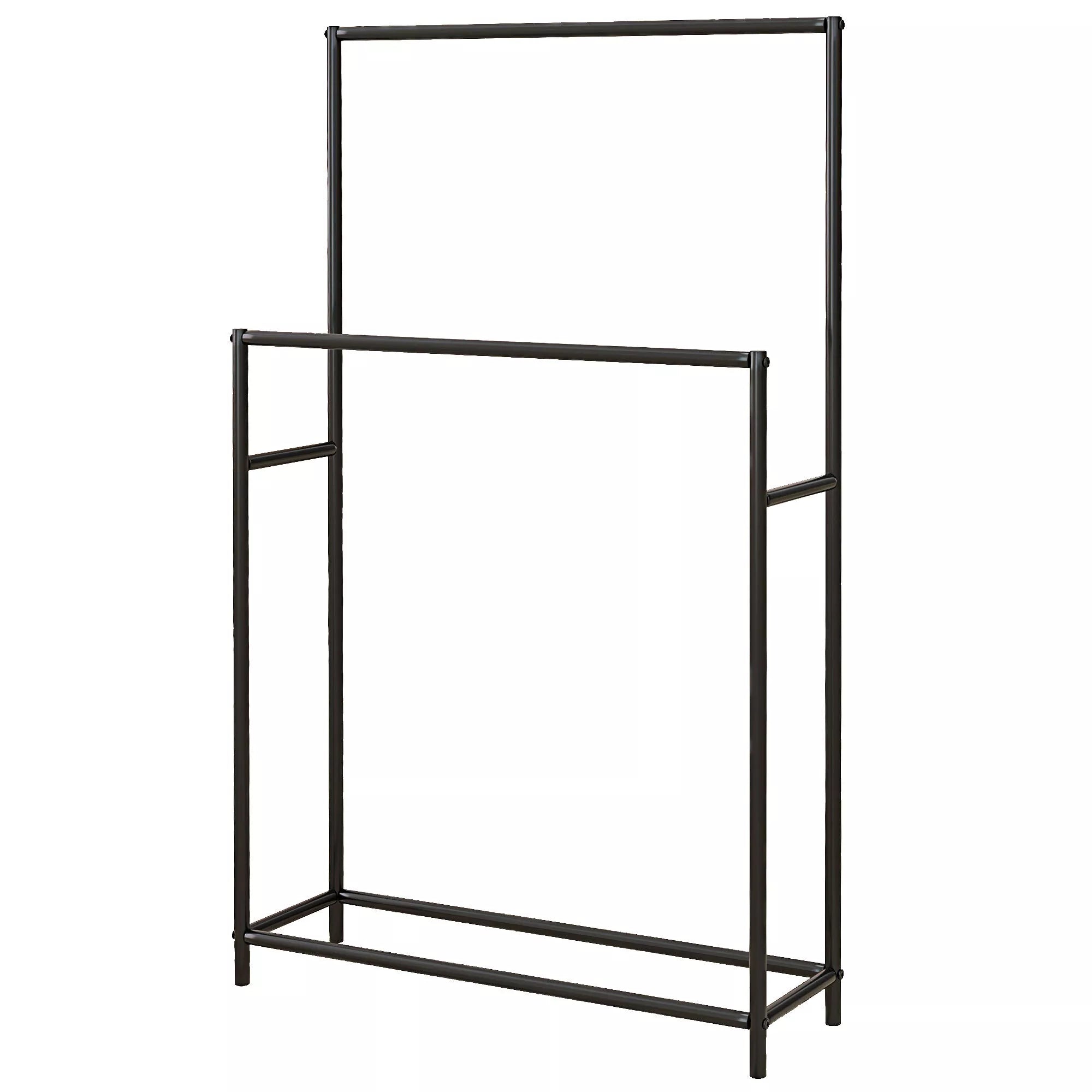 Rankšluosčių laikiklis, laisvai stovintis, 2 strypai, nerūdijantis, 66x20x110 cm, juodas