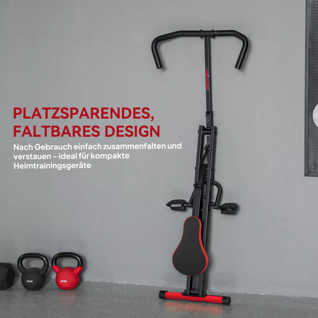 Treniruoklis, reguliuojamas, metaliniai vamzdžiai, pedai, sulankstomas, raudonas