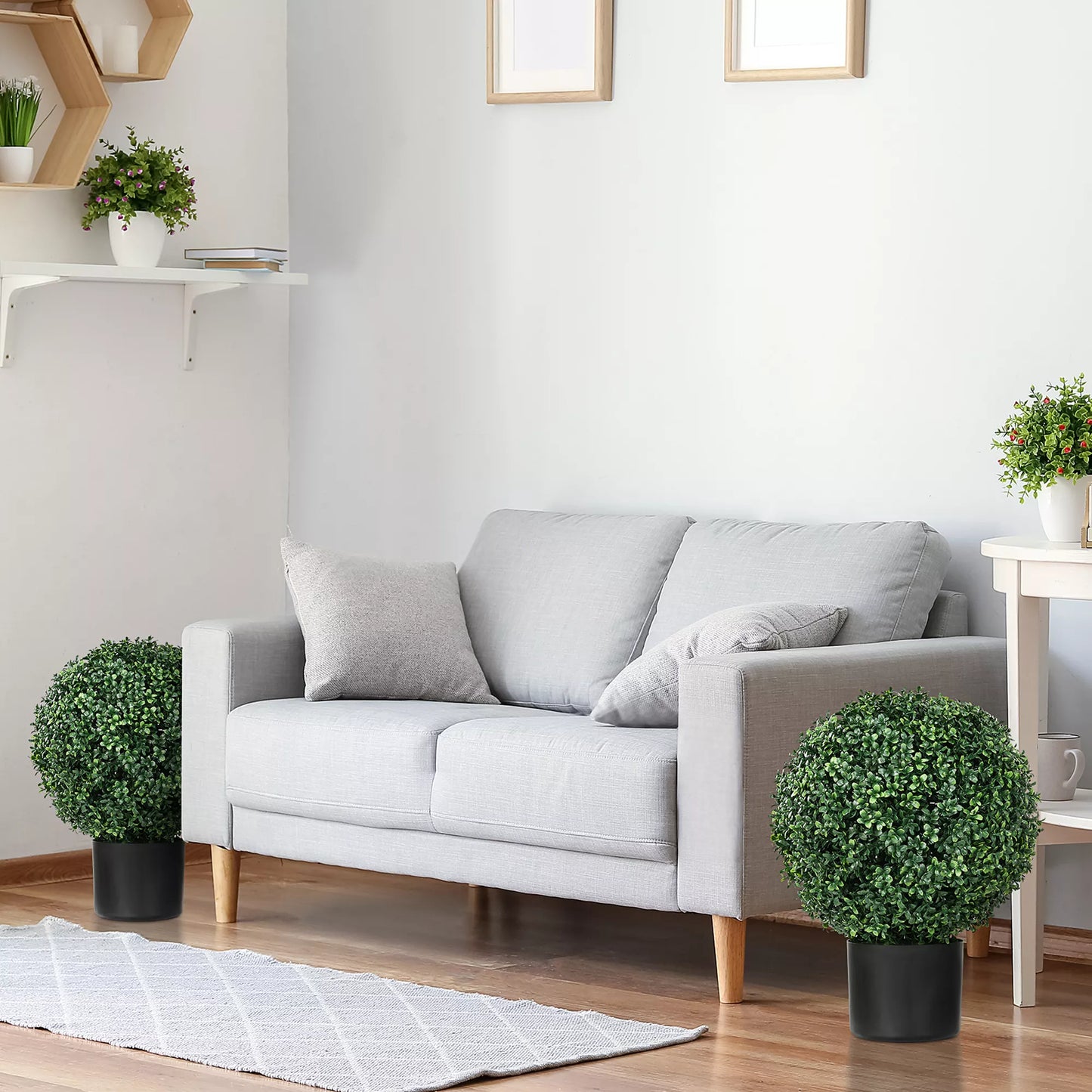 Dirbtinis buksmedis, rutuliškas, 52x40 cm, žalias