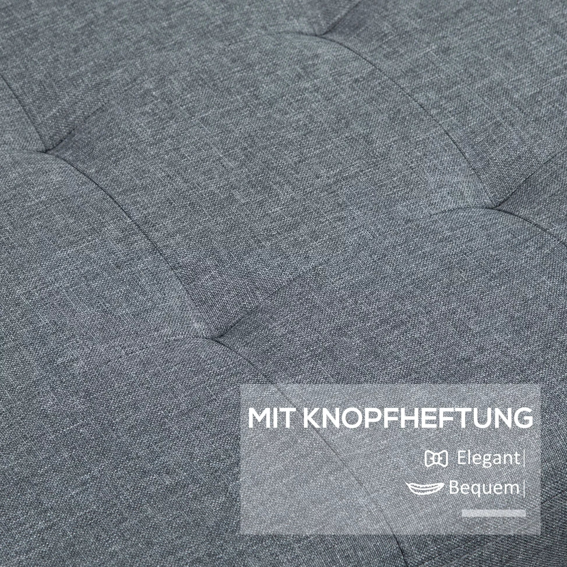 Suolas su daiktadėže, otomanas, koridoriaus suolas, sagtelėmis siūtas, 125,1 cm x 48,9 cm x 41,3 cm, Pilkas