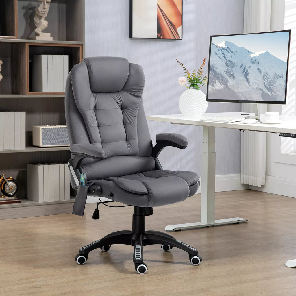 Vinsetto Biuro kėdė su masažo ir šildymo funkcija, ergonomiška, reguliuojamo aukščio, tamsiai pilka