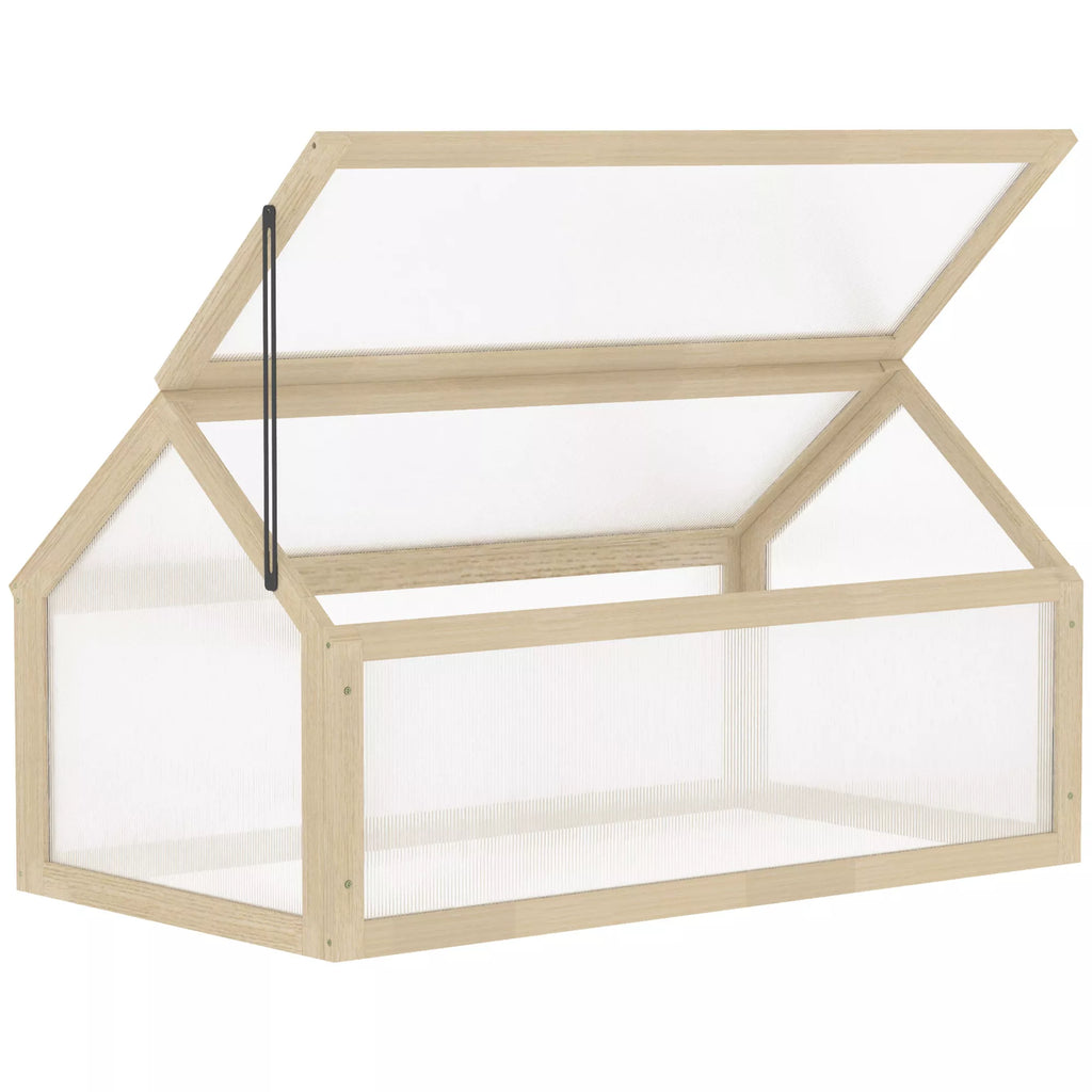 Šiltnamis kompaktiškas, su atidaromu stogu, 90 x 52 x 49,5 cm, natūralios medienos spalvos