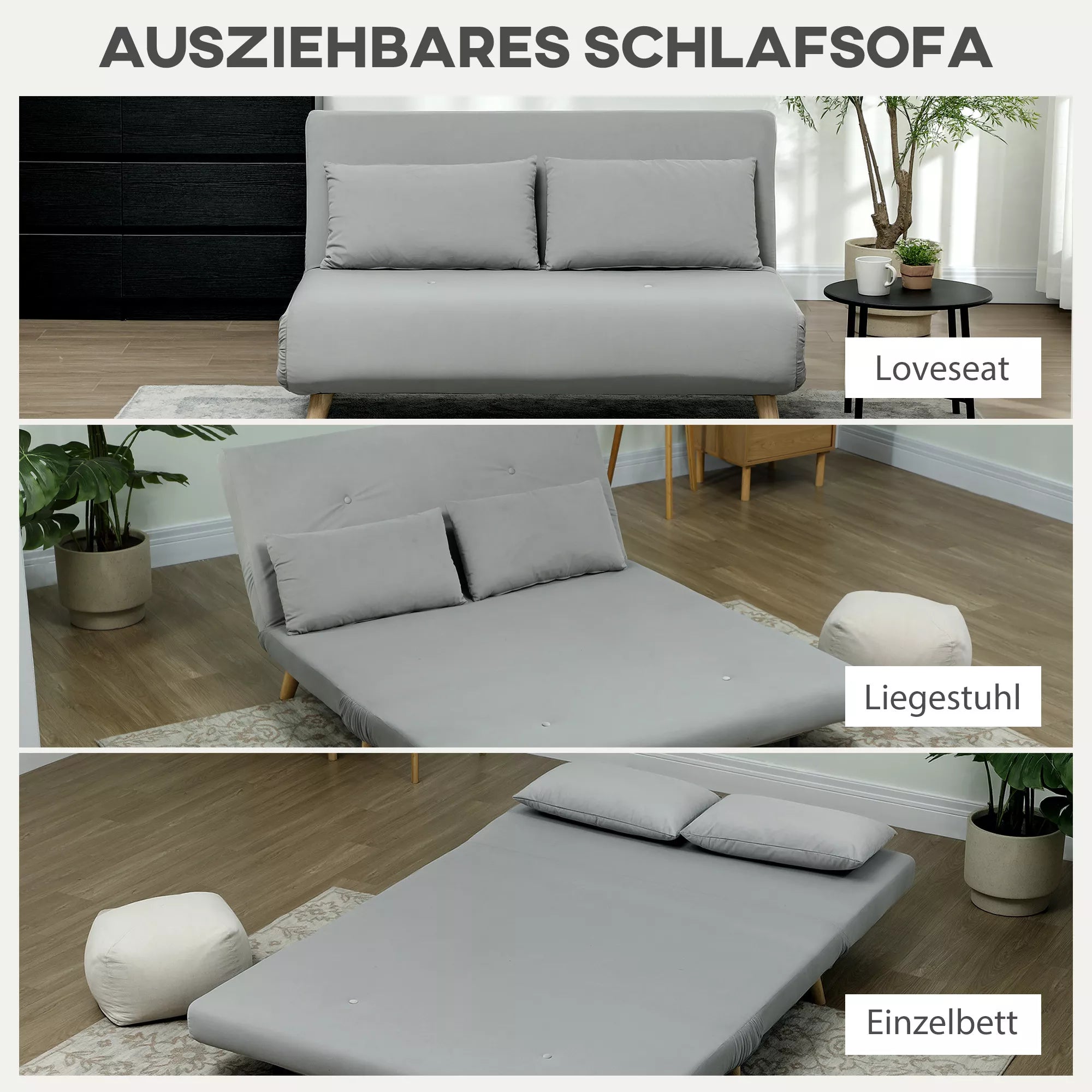 Miegamasis sofos Relaxsofa Sofa Couch, su 2 pagalvėmis, aksominis paviršius, 130 x 78 x 79 cm, šviesiai pilkos spalvos