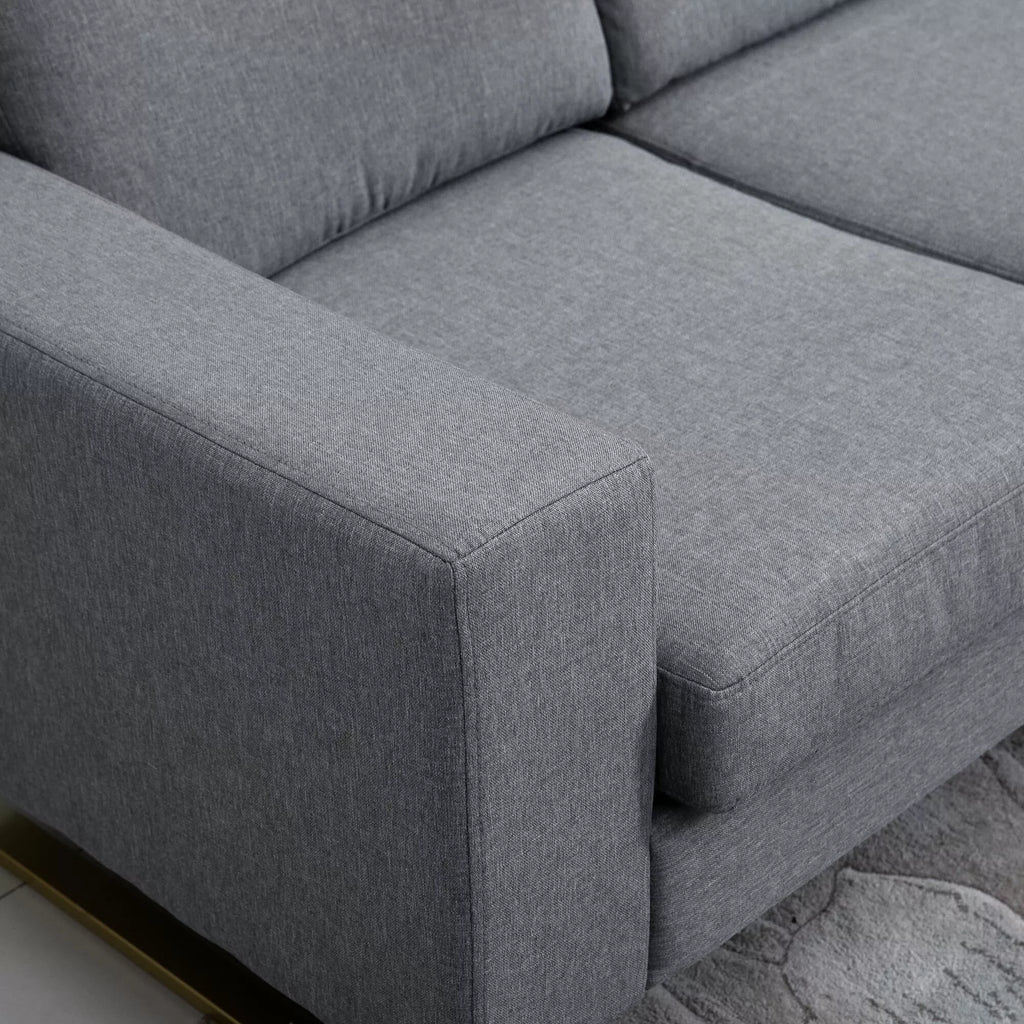 3 vietų sofa Trijų vietų audinio sofa su pagalvėlėmis, porankiais, lino išvaizda, miegamajam, 200 x 82 x 78 cm, tamsiai pilka