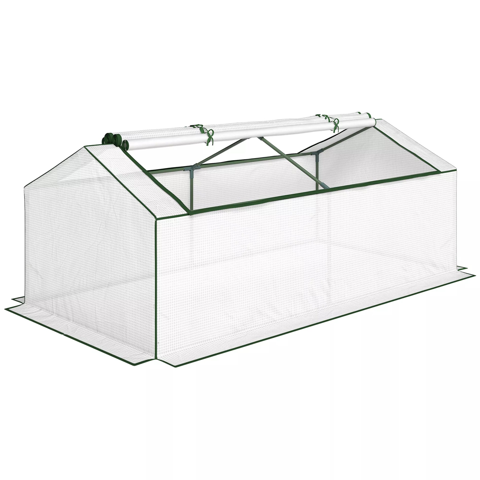 Šiltnamis su langais PE tinkleliu, atsparus žiemai Plėvelinis šiltnamis, šiltnamis 180 x 90 x 70 cm Balta