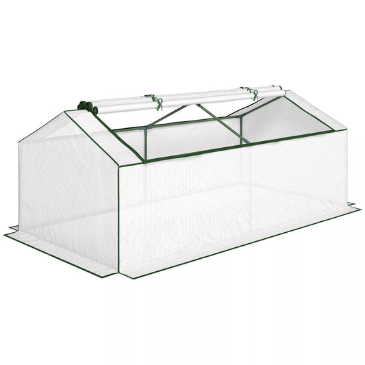 Šiltnamis su langais PE tinkleliu, atsparus žiemai Plėvelinis šiltnamis, šiltnamis 180 x 90 x 70 cm Balta