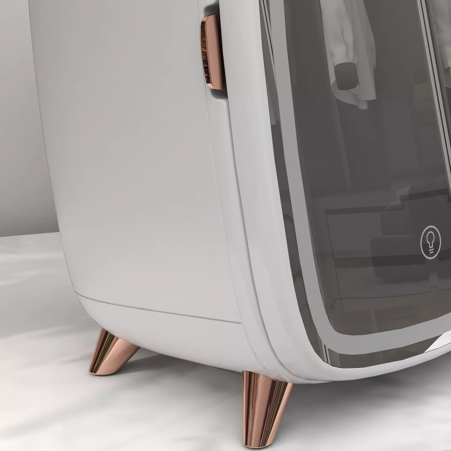 Nešiojamas mini šaldytuvas kosmetikai, gėrimams ir užkandžiams, su apšviečiamu veidrodžiu, tylus veikimas, 6L, baltas