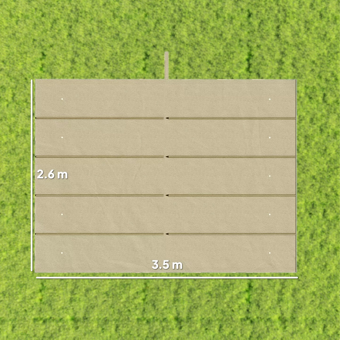 Atsarginis stogas 4 x 3 m pergolai, ištraukiamas, su lietaus nuvedimo angomis, atsparus atmosferos poveikiui, poliesteris, smėlio spalvos