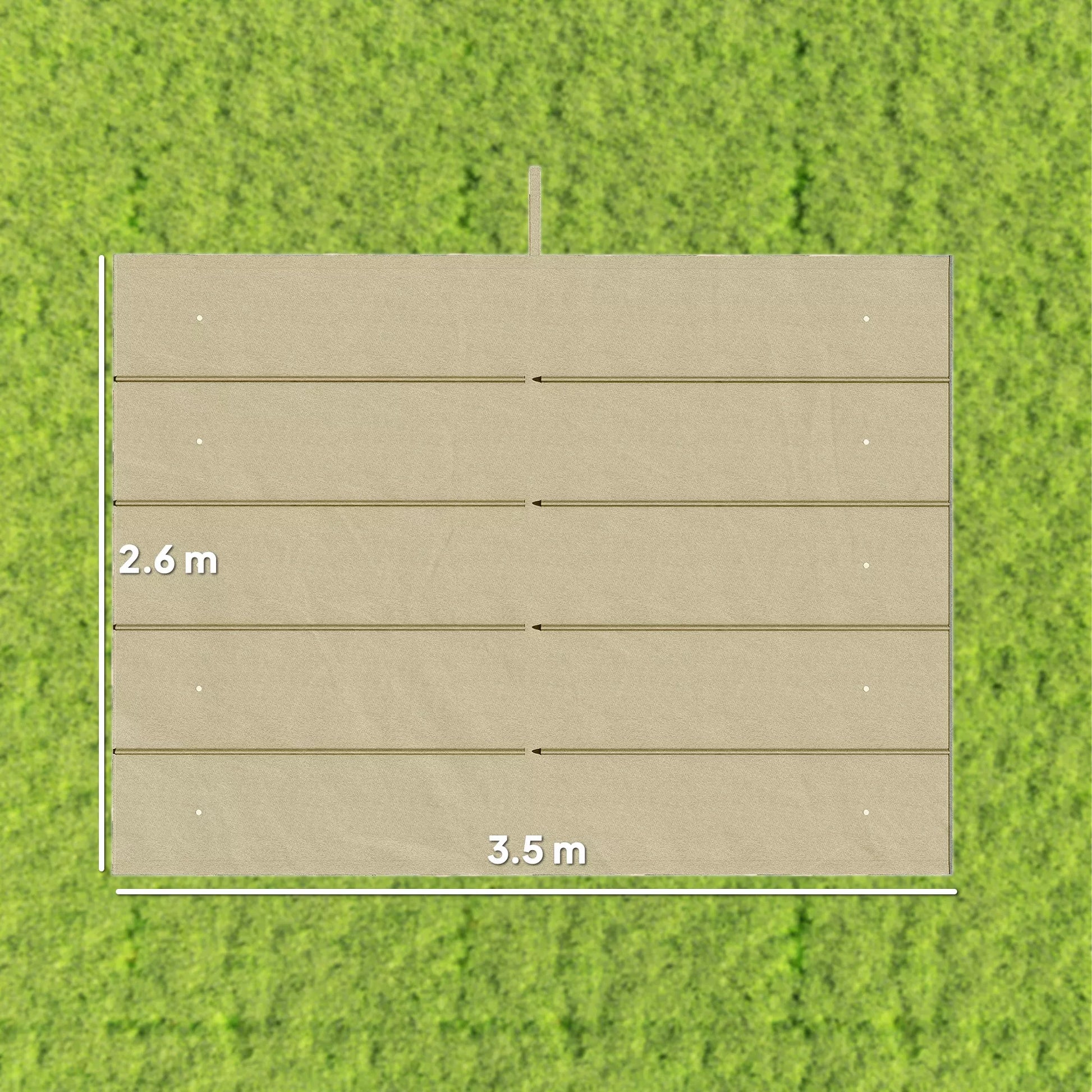 Atsarginis stogas 4 x 3 m pergolai, ištraukiamas, su lietaus nuvedimo angomis, atsparus atmosferos poveikiui, poliesteris, smėlio spalvos