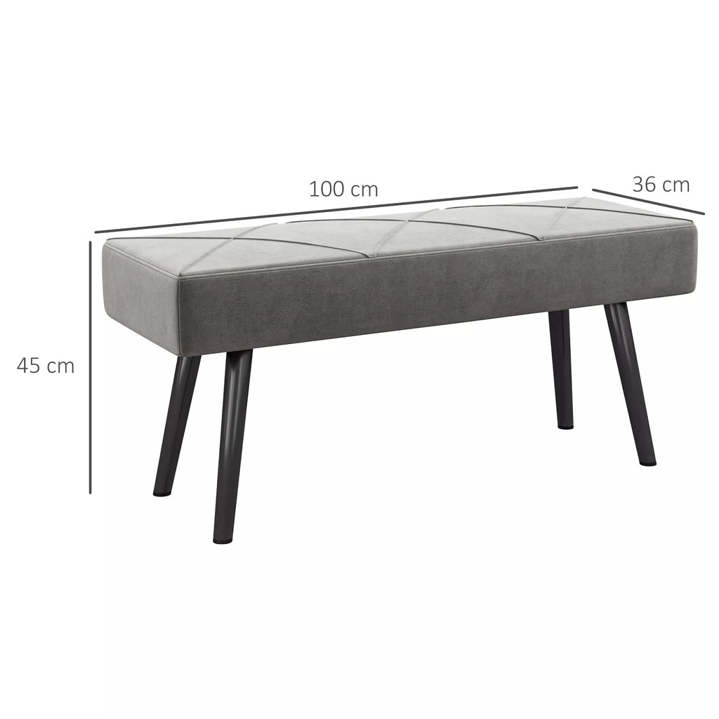 Sėdimoji sofa, minkšta sofa, lovos sofa, aksomo išvaizda, 100 x 36 x 45 cm, pilka