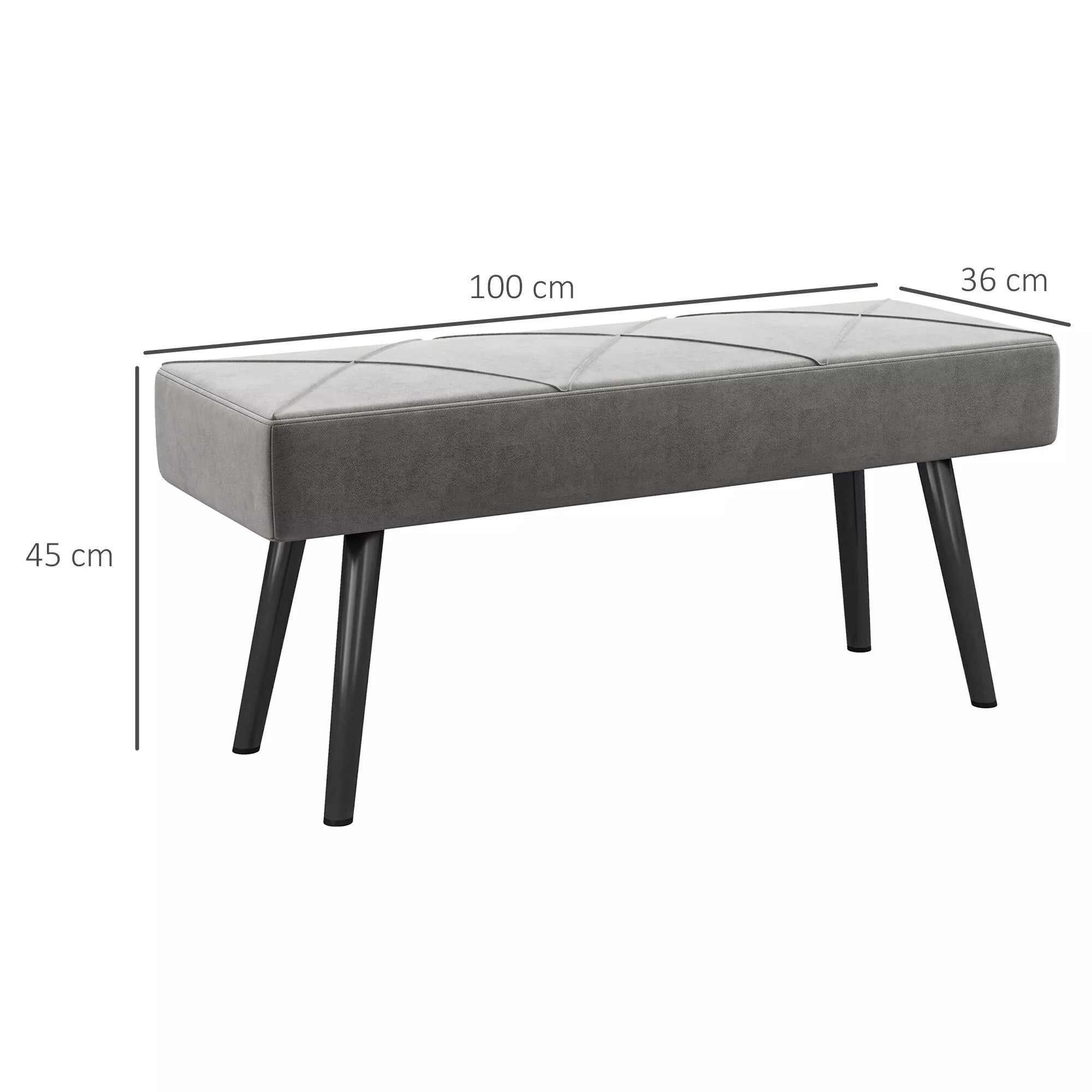 Sėdimoji sofa, minkšta sofa, lovos sofa, aksomo išvaizda, 100 x 36 x 45 cm, pilka