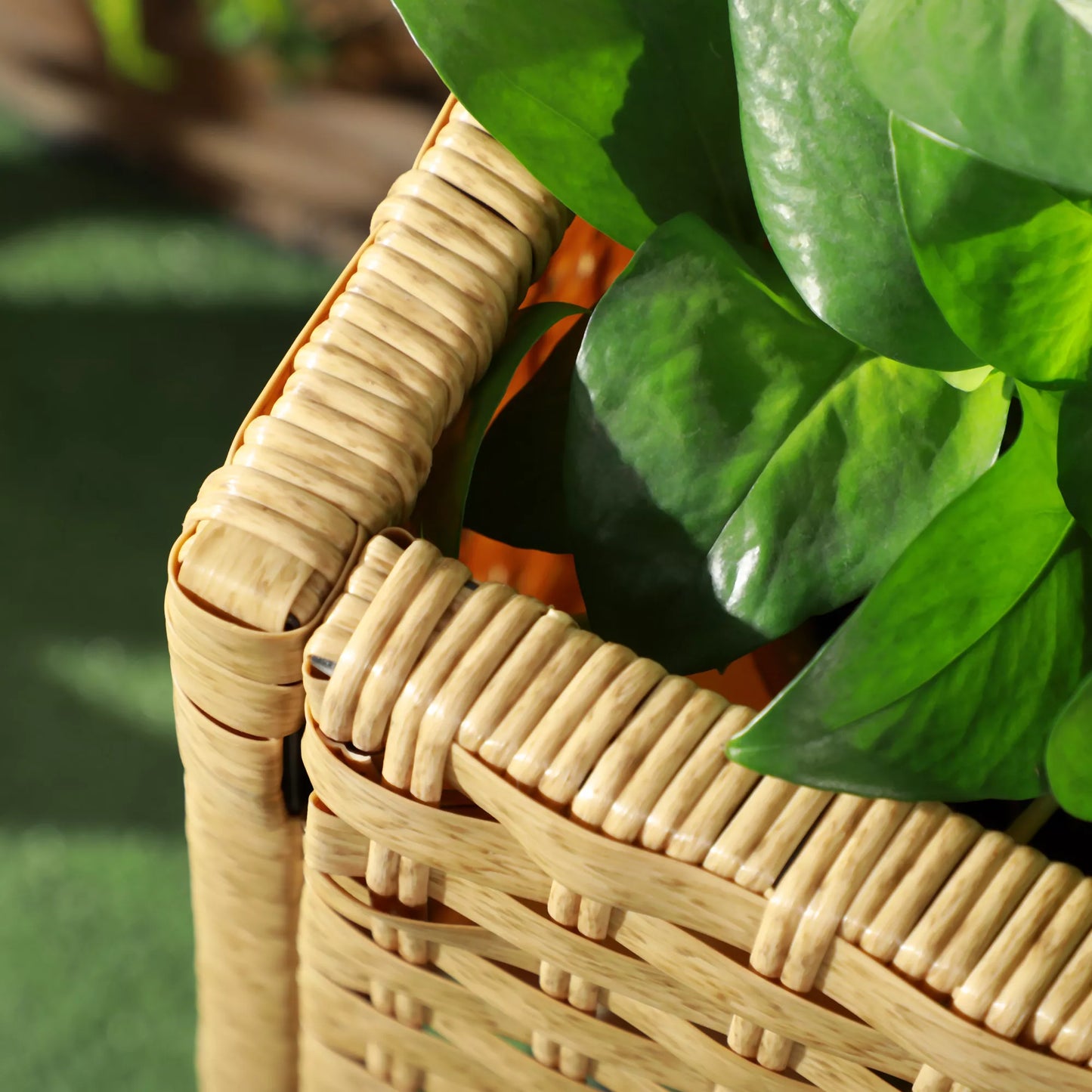 Pakeltas gėlynas, gėlių dėžė, gilus laikymo skyrius, metalinis rėmas/poliratanas, 70 x 30 x 72 cm, smėlio spalvos