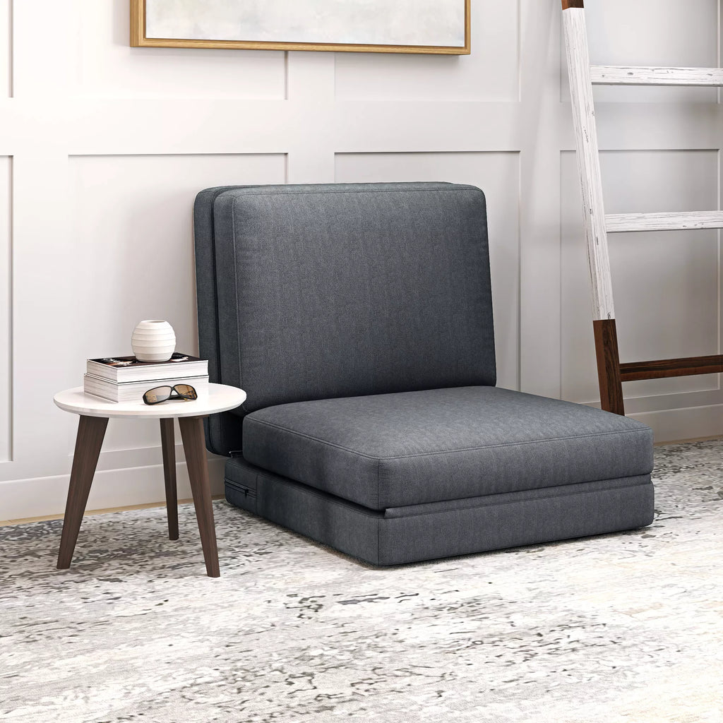 Sofa-lova ant grindų transformuojama, 268 cm, tamsiai pilka