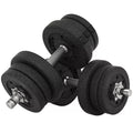 Hantelų rinkinys 25 kg Hantelų rinkinys su hantelų diskais namams, biurui, sporto salėms Plienas Dirbtinė oda Juoda
