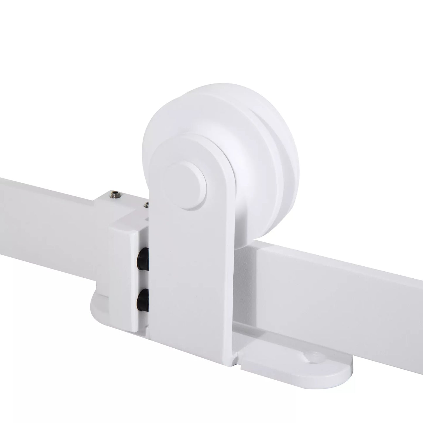 Bėgelių komplektas slankiosioms durims, tylūs ratukai, taupantis vietą, anglinis plienas, baltas, 183 cm