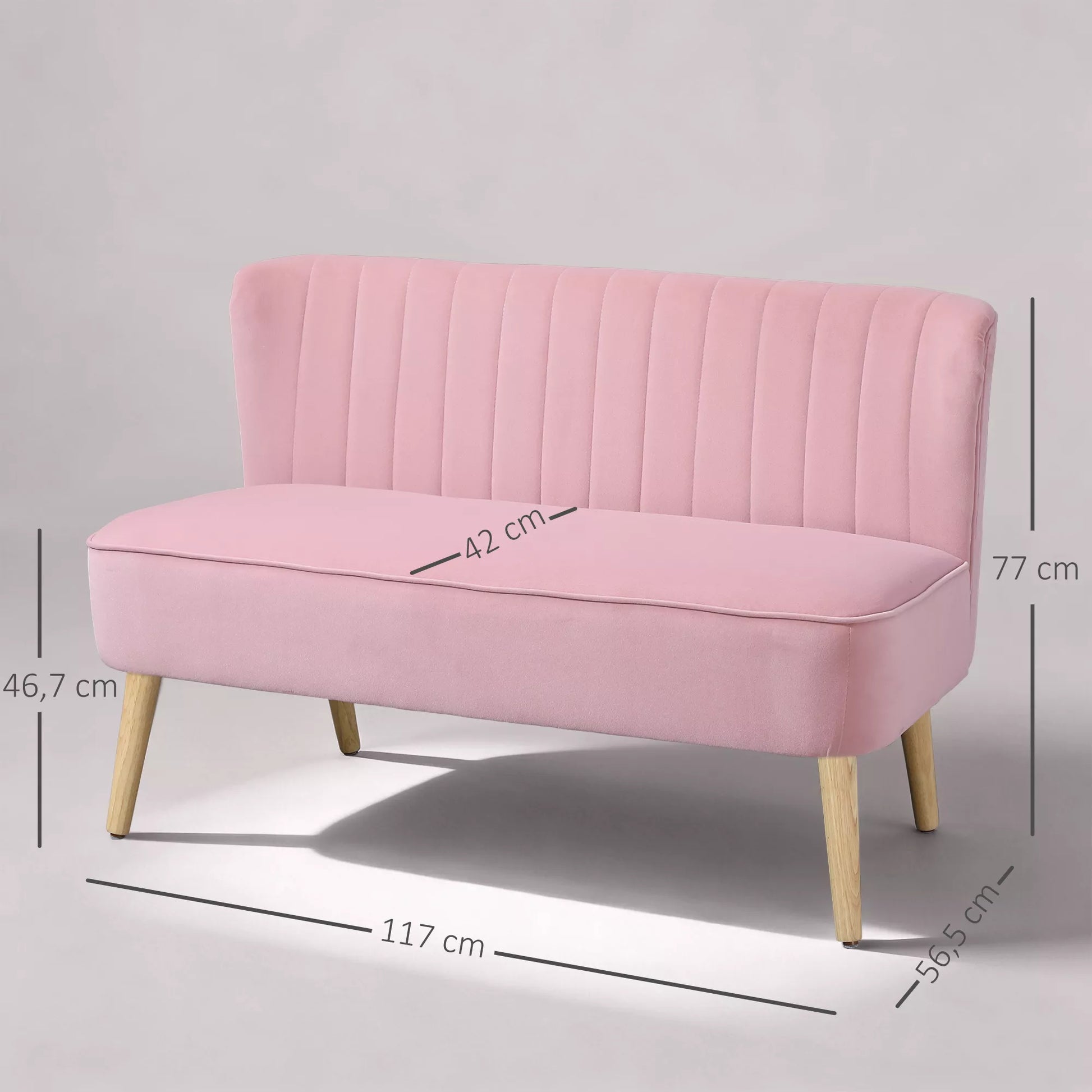 2 vietų sofa Audinio sofa Sofa Minkšta sofa Plati poilsio sofa Rožinė