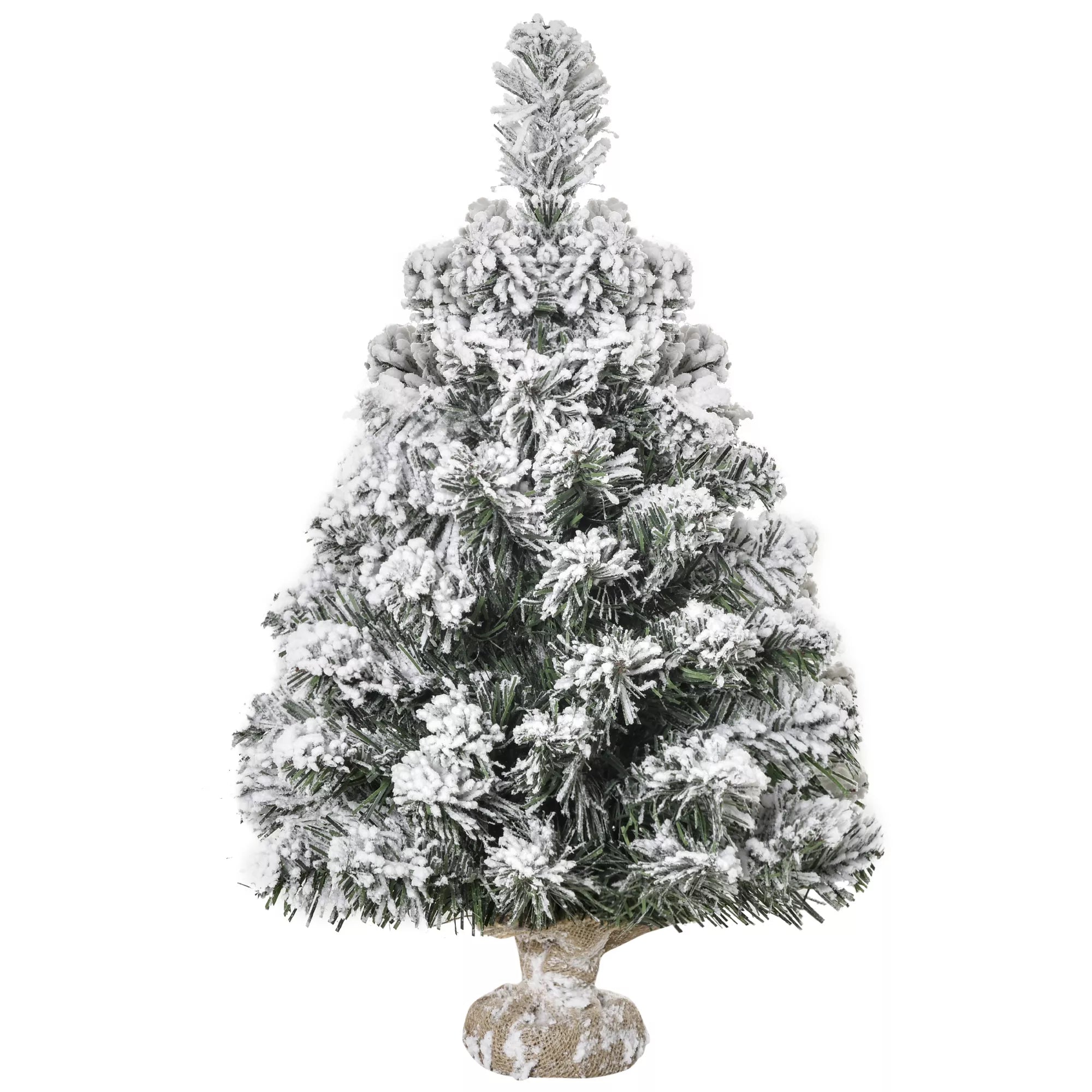 Mini dirbtinė Kalėdų eglutė 60 cm Dirbtinė eglutė su sniegu, 67 viršūnės Cemento pagrindas, skirtas naudoti patalpose, biure