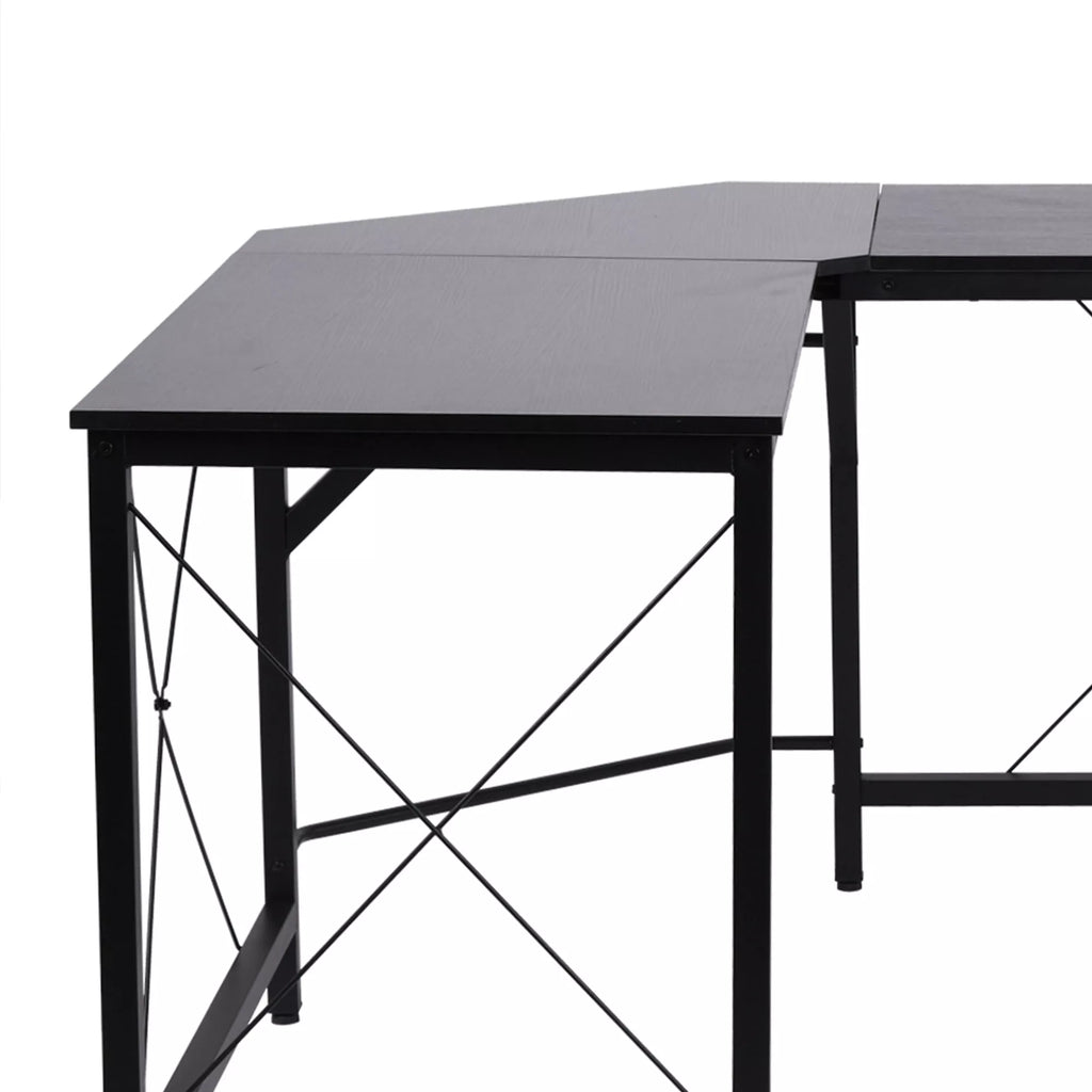 Kompiuterio stalas, rašomasis stalas, L formos kampinis stalas, MDF, juodas, 150 x 150 x 76 cm