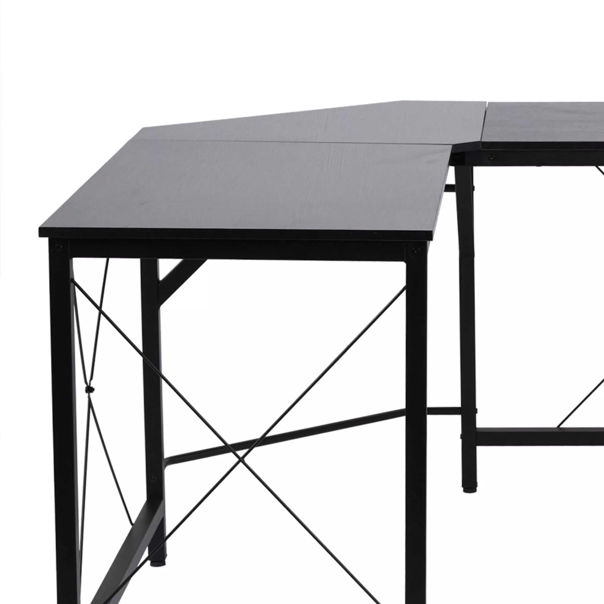Kompiuterio stalas, rašomasis stalas, L formos kampinis stalas, MDF, juodas, 150 x 150 x 76 cm