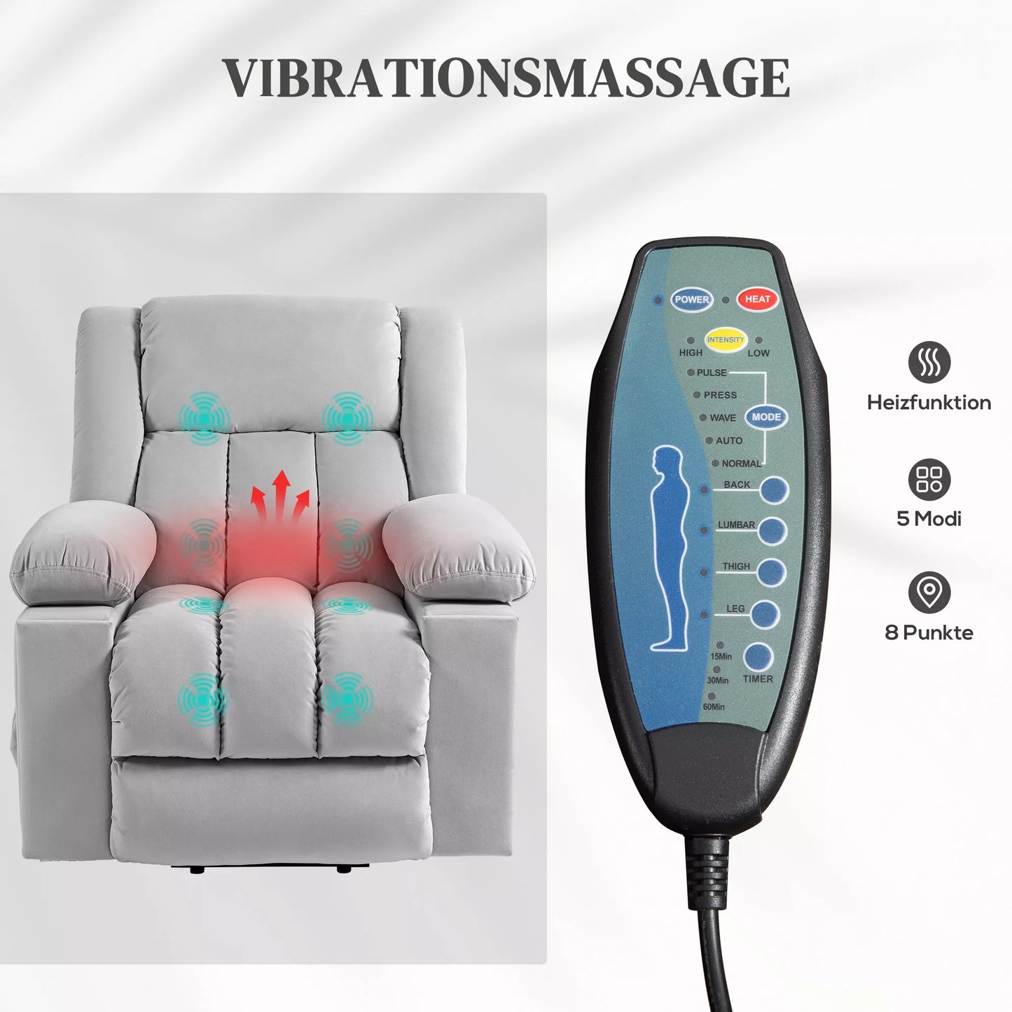 Elektrinis pakeliamas fotelis, minkštas, aksominis audinys, USB jungtys